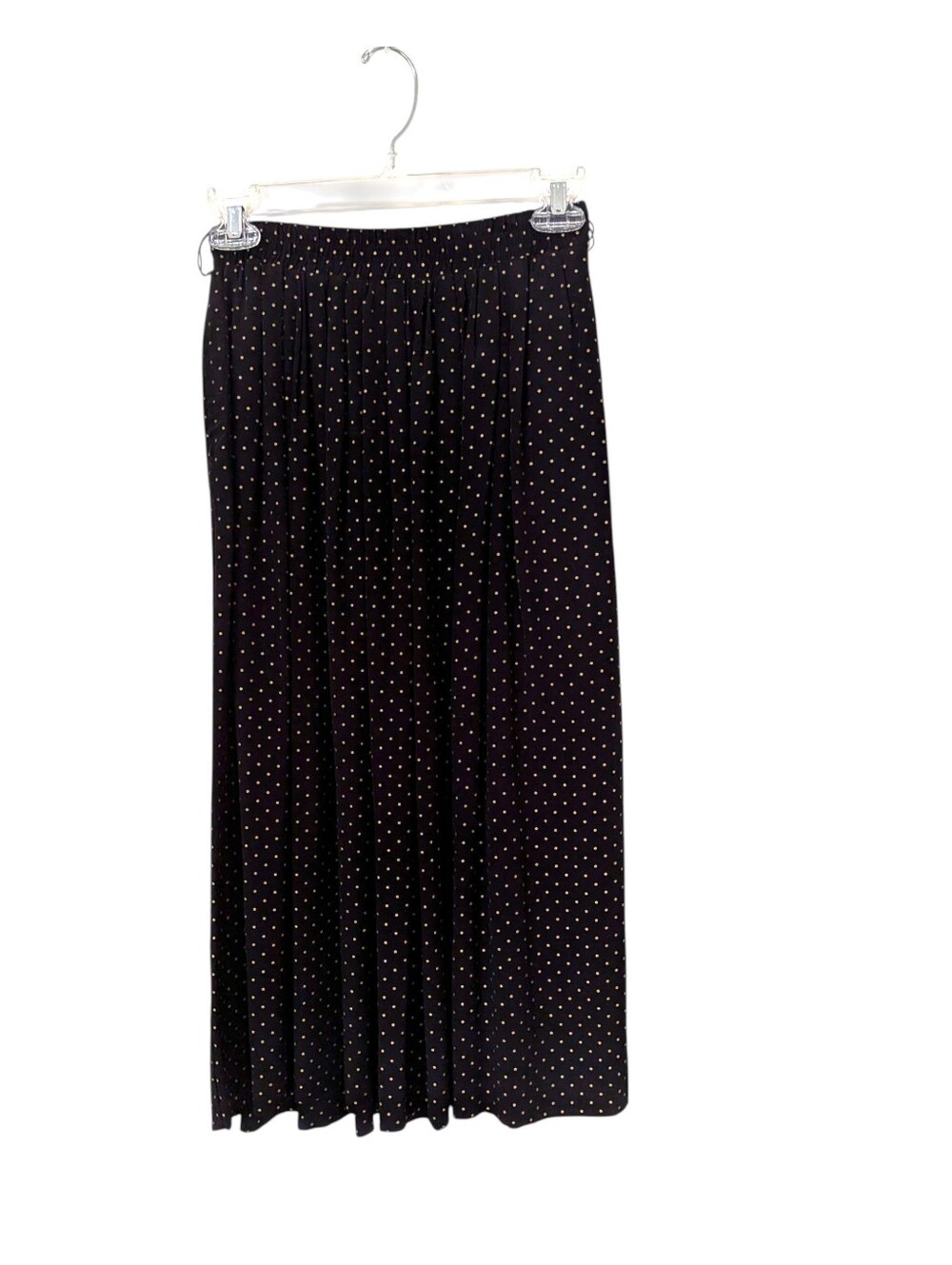 Vintage David Brooks Black Midi Skirt with Gold Polka Dots